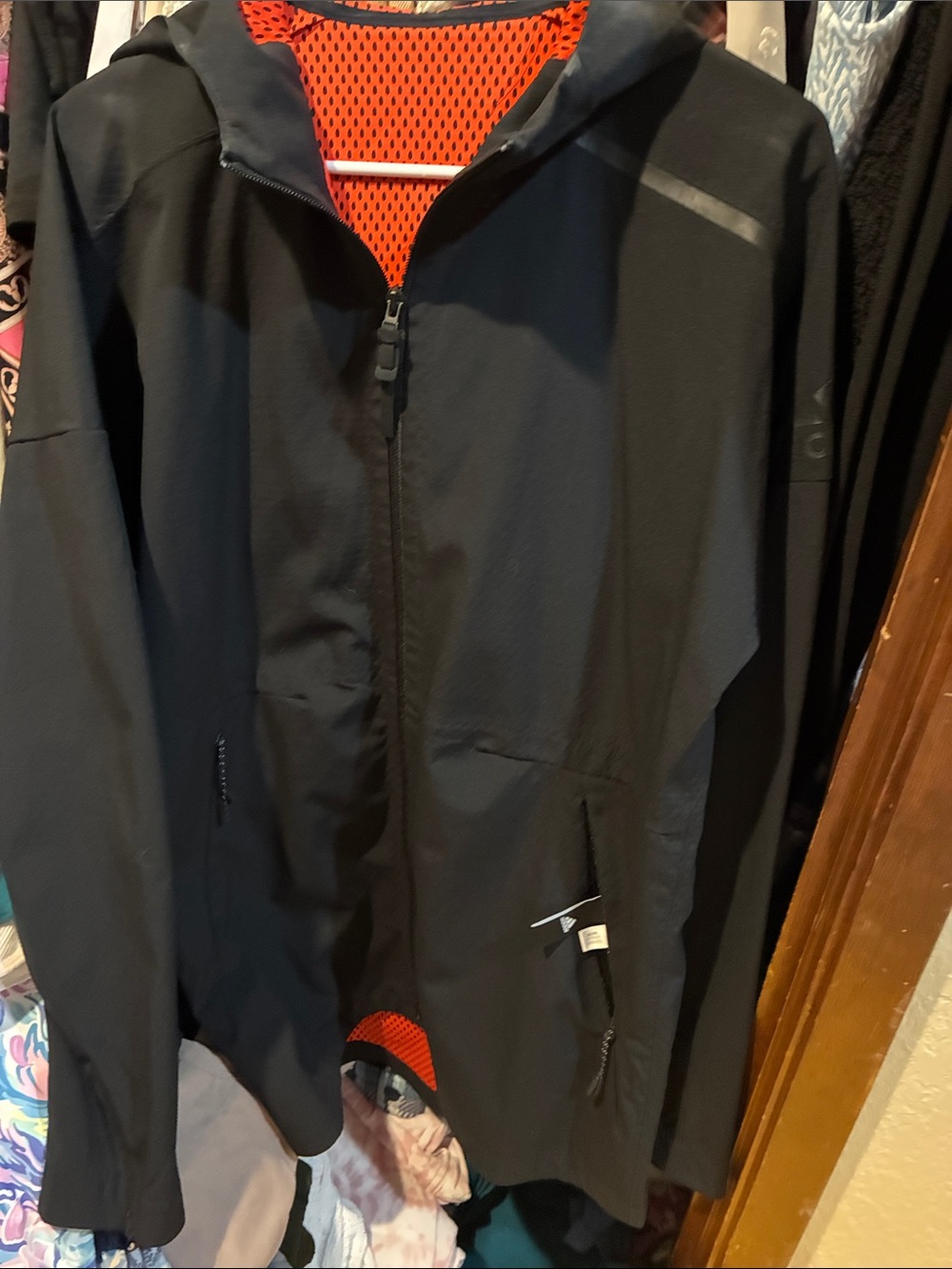 adidas Black Windbreaker Jacket with Orange Mesh Lining limited edition